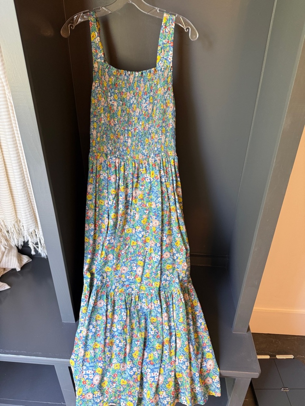 Women’s Floral Smocked Maxi Dress in Blue